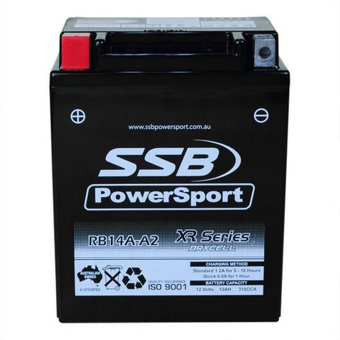 MOTORCYCLE AND POWERSPORTS BATTERY (YB14A-A2) AGM 12V 12AH 310CCA BY SSB HIGH PERFORMANCE