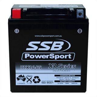 MOTORCYCLE AND POWERSPORTS BATTERY (YTX16-BS) AGM 12V 14AH 340CCA BY SSB HIGH PERFORMANCE