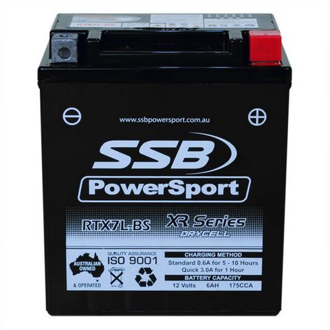 MOTORCYCLE AND POWERSPORTS BATTERY (YTX7L-BS) AGM 12V 6AH 175CCA BY SSB HIGH PERFORMANCE