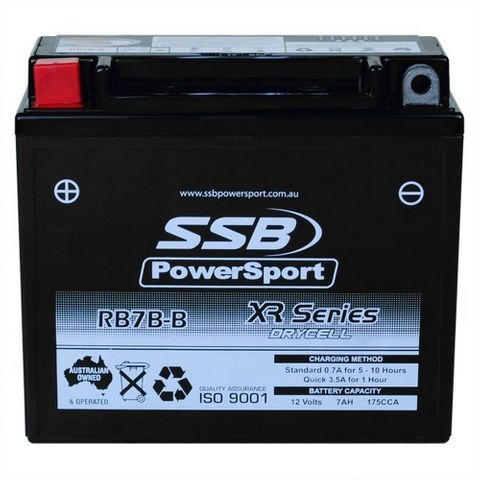 MOTORCYCLE AND POWERSPORTS BATTERY (YB7B-B) AGM 12V 7AH 175CCA BY SSB HIGH PERFORMANCE