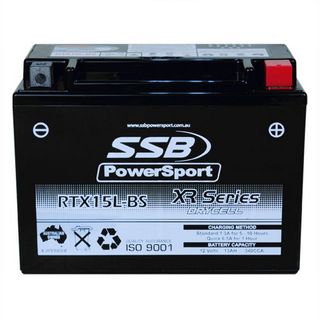 MOTORCYCLE AND POWERSPORTS BATTERY (YTX15L-BS) AGM 12V 13AH 340CCA BY SSB HIGH PERFORMANCE