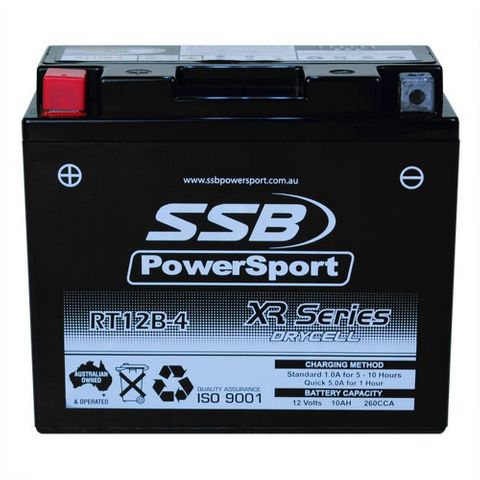 MOTORCYCLE AND POWERSPORTS BATTERY (YT12B-4) AGM 12V 1AH 260CCA BY SSB HIGH PERFORMANCE