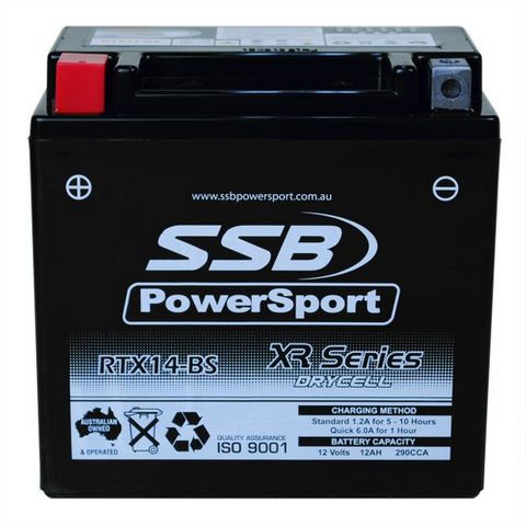 MOTORCYCLE AND POWERSPORTS BATTERY (YTX14-BS) AGM 12V 12AH 290CCA SSB HIGH PERFORMANCE