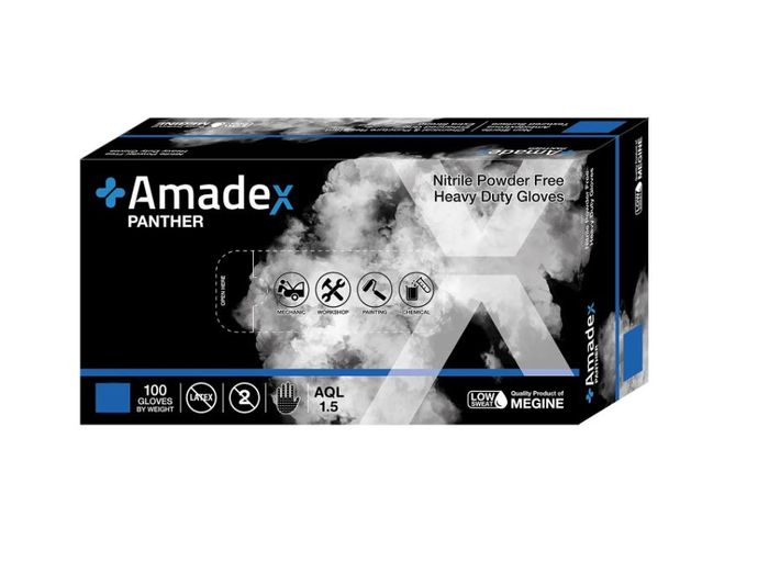 AMADEX PANTHER NITRILE GLOVES BLACK 100PC