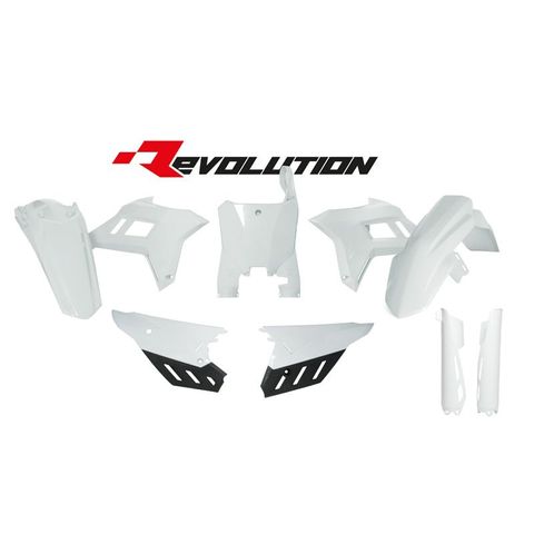 PLASTICS KIT RTECH 6 PIECE REVOLUTION WHITE HONDA CRF250R 22-ON CRF450R 21-ON