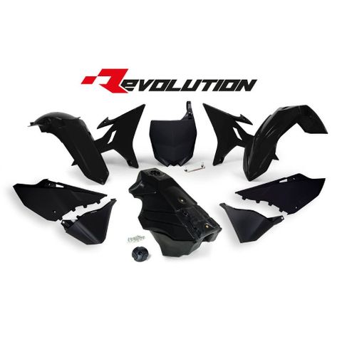 REVOLUTION PLASTICS KIT YAMAHA YZ125 YZ250 YZ250X 02-21 BLACK