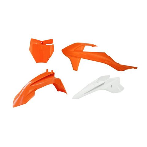 PLASTICS KIT RTECH 4 PIECE ORANGE WHITE KTM SX50 SX-E-3 SX-E-5