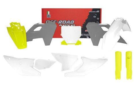 PLASTICS KIT RTECH 8 PIECE WHITE YELLOW HUSQVARNA TC FC FX FS