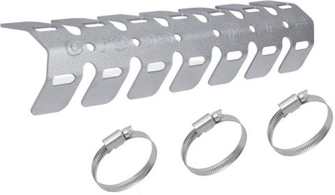 PIPE GUARD  4T 4 STROKE  UNIVERSAL SILVER ( EXHAUST CLAMPS HOLD PROTECTOR DIRECTLY ON THE HEADER )
