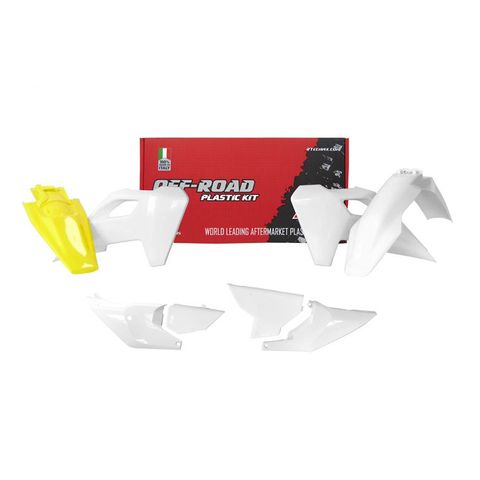 PLASTICS KIT RTECH 6 PIECE WHITE YELLOW HUSQVARNA FE250 FE350 FE450 TE150 TE250 TE300 2024