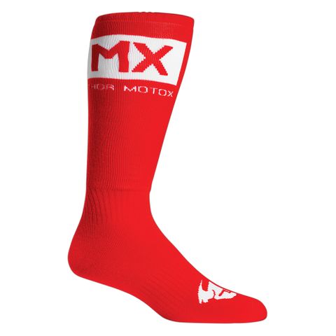 SOCKS THOR MX YOUTH SOLID RED/WHITE SIZE 1-6