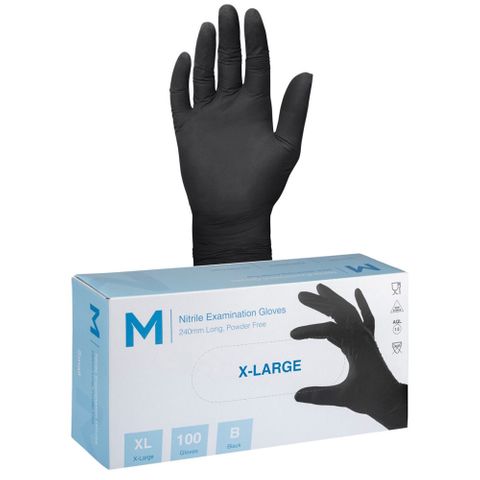 NITRILE DISPOSABLE GLOVES BLACK SIZE XL 100PCS POWDER FREE 100 PACK