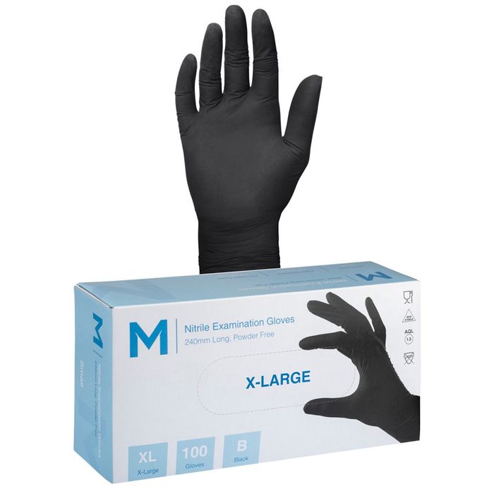 AMADEX PANTHER NITRILE GLOVES BLACK 100PC