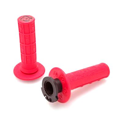 DEFY MX LOCK ON GRIPS 1/2 WAFFLE SOFT COMPOUND INCLUDES 4 STROKE THROTTLE CAMS RED