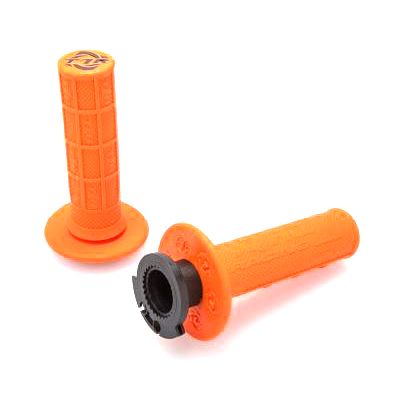 DEFY MX LOCK ON GRIPS 1/2 WAFFLE SOFT COMPOUND INCLUDES 4 STROKE THROTTLE CAMS ORANGE