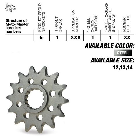 SPROCKET FRONT MOTO MASTER STEEL 13 TOOTH SHERCO