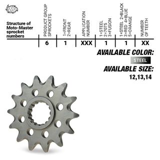 SPROCKET FRONT MOTO MASTER STEEL 14 TOOTH SHERCO
