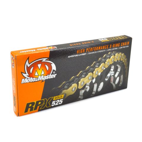 CHAIN 525 - 128 LINK MOTO MASTER GOLD RPX ROAD X-RING CHAIN