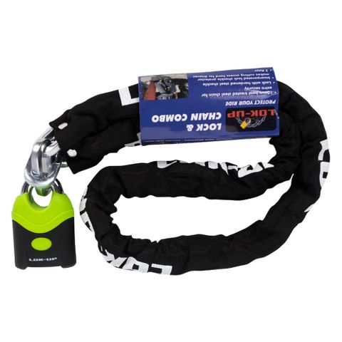 LOK UP CHAIN & PADLOCK COMBO FLURO/GREEN