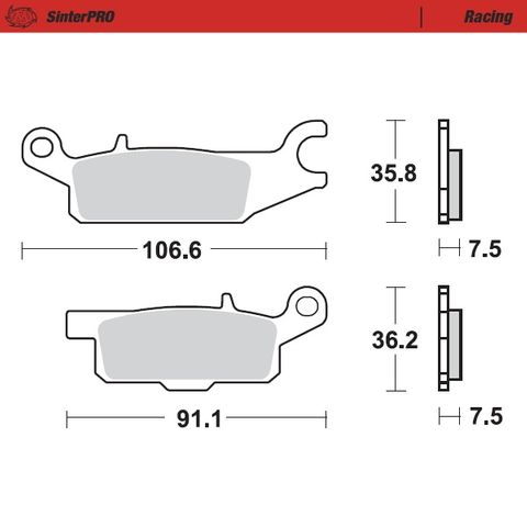 BRAKE PADS FRONT LEFT MOTO MASTER PRO SINTERED YAMAHA YAMAHA YFM250R RAPTOR YFM550 YFM700