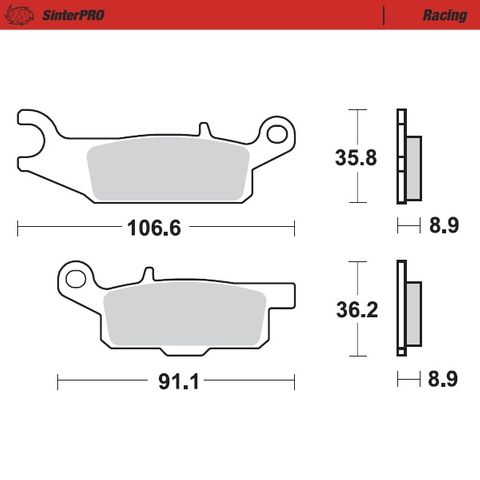 BRAKE PADS REAR MOTO MASTER PRO SINTERED YAMAHA YFM550 09-15 YFM700 07-ON