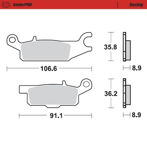 BRAKE PADS REAR RIGHT MOTO MASTER PRO SINTERED YAMAHA YFM550 09-15 YFM700 07-ON