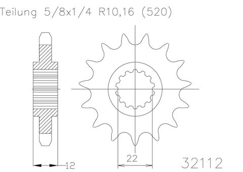 SPROCKET FRONT MOTO MASTER EC125 EC200 EC250 EC300 EC400FSE EC450FSE 12T