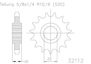 SPROCKET FRONT MOTO MASTER STEEL 12T GAS GAS EC SM XC