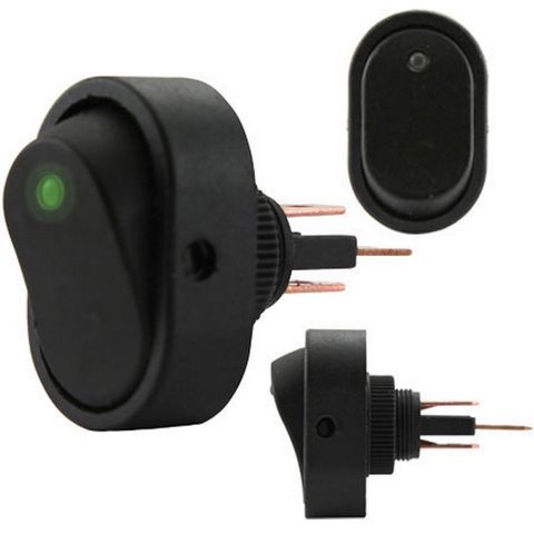 ROCKER SWITCH ON/OFF GREEN ILLUMINATION (12MM MOUNTING HOLE)