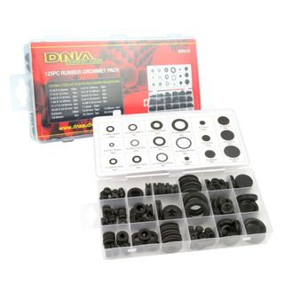 RUBBER GROMMET 18 X MIXED SIZES WITH & WITHOUT HOLES (125 BOXED)