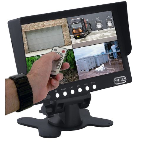 AVS 7" DASH MOUNT 4 PIN 12-24 VOLT LCD MONITOR WITH QUAD VIEW