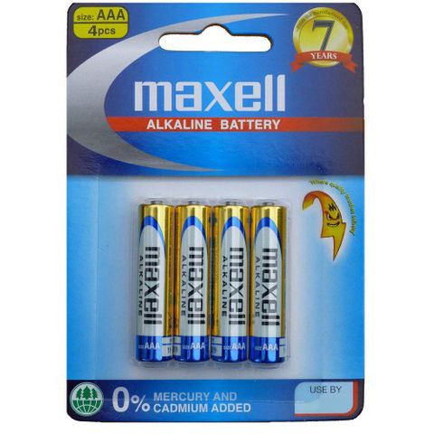 MAXELL ALKALINE BATTERY AAA 4 PACK BLISTER