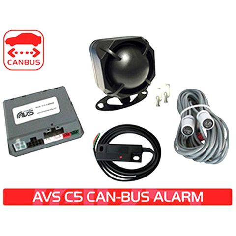 AVS C5 CAN-BUS ALARM WITH BACK UP SIREN , ULTRA SONIC SENSORS & TILT SENSOR