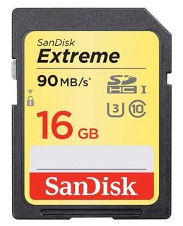 SANDISK EXTREME SDHC 16GB UP TO 90MB/S SD CARD CLASS 10 U3