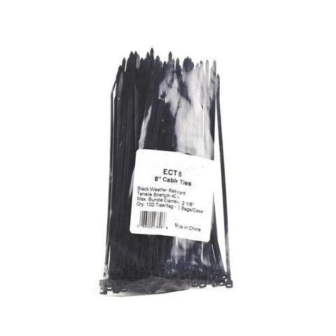 CABLE TIE 206MM LONG X 3.6MM BLACK WIDE (100 PK) DLG MMS