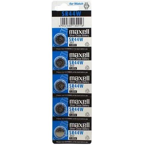 MAXELL SILVER OXIDE BATTERY SR44W 5 PACK 1.5V RETAIL PACKAGING