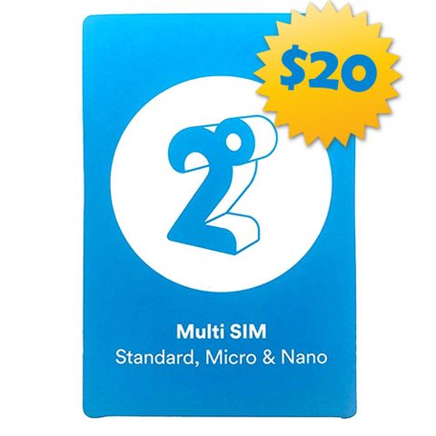 2 DEGREES PREPAY SIM CARD WITH $20 CREDIT