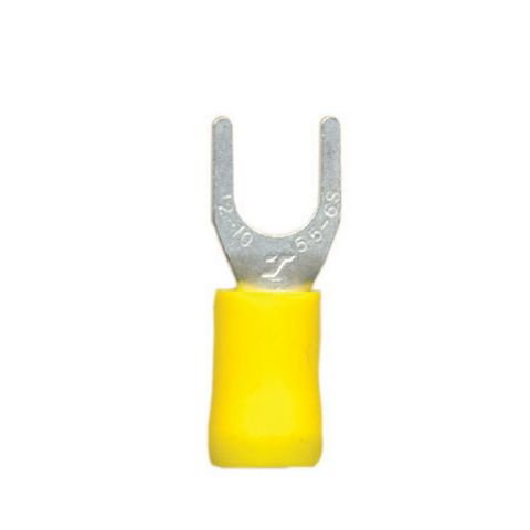 YELLOW FORK CRIMP TERMINALS 6.4MM - PACK OF 100