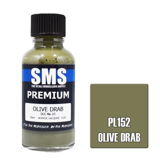 AIR BRUSH PAINT 30ML PREMIUM OLIVE DRAB SCC NO.15  ACRYLIC LACQUER SCALE MODELLERS SUPPLY