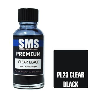 AIRBRUSH PAINT 30ML PREMIUM CLEAR BLACK ACRYLIC LACQUER SCALE MODELLERS SUPPLY