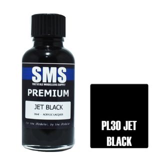 AIRBRUSH PAINT 30ML PREMIUM JET BLACK ACRYLIC LACQUER SCALE MODELLERS SUPPLY