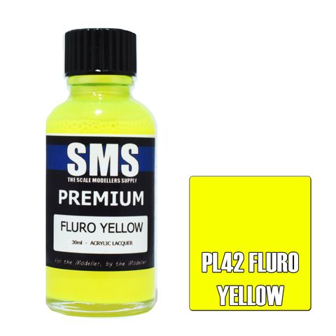 AIR BRUSH PAINT 30ML PREMIUM FLURO YELLOW ACRYLIC LACQUER SCALE MODELLERS SUPPLY