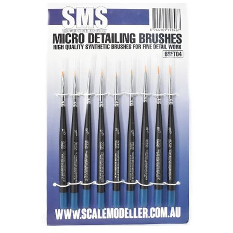 SCALE MODELLERS SUPPLY SYNTHETIC MICRO DETAILING BRUSH SET 9PC