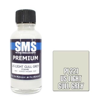 AIR BRISH PAINT 30ML PREMIUM US LIGHT GULL GREY ACRYLIC LACQUER SCALE MODELLERS SUPPLY