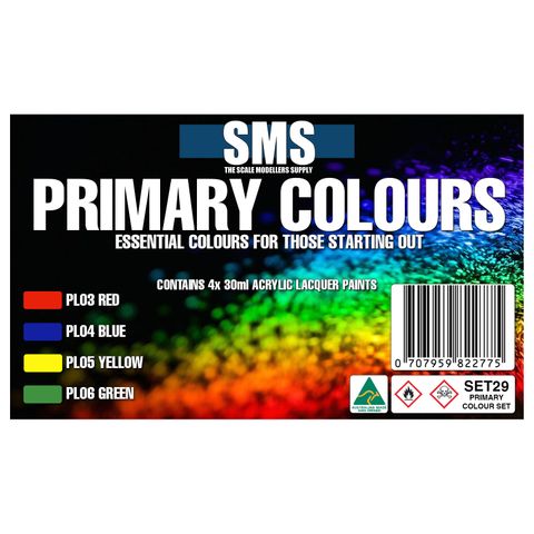 AIRBRUSH PAINT PRIMARY COLOUR SET SMS