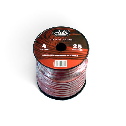 EDS 4 GAUGE 21.2MM2 CCA POWER CABLE  MATT FLEXIBLE FROSTED RED 25 METRES