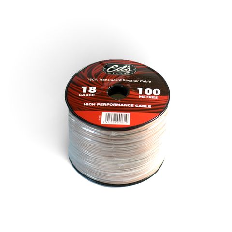 EDS 18 GAUGE CCA SPEAKER CABLE MATT FLEXIBLE TRANSLUCENT CLEAR 100M