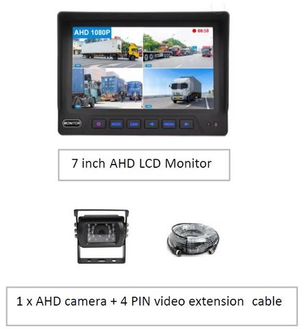 AVS SAFETY DVR BUNDLE WITH COMMERCIAL GRADE 7" LCD QUAD MONITOR & 720P AHD CAM + 20M CABLE