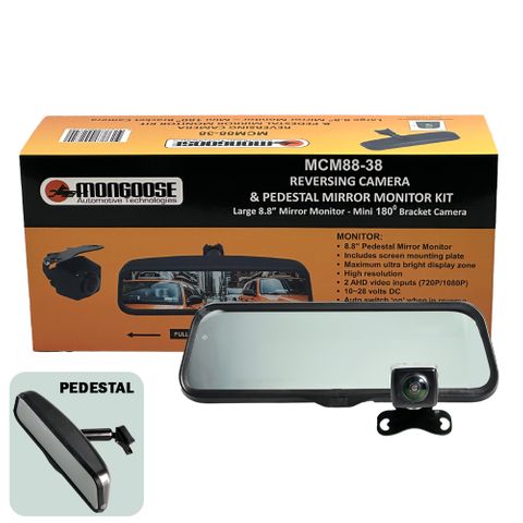 MONGOOSE 8.8"  REPLACEMENT MIRROR - FULL HD - REPLACEMENT MIRROR MONITOR AND CAMERA KIT