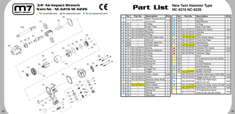 M7 IMPACT WRENCH REPAIR KIT FOR NC-6216